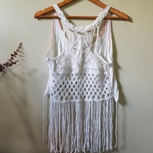 Roxy lacy macrame crop top tank top